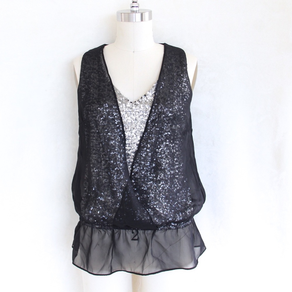 INC Sleeveless Sequin Layered Blouse - Picture 2 of 4